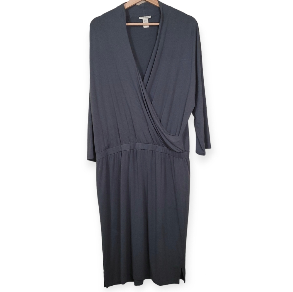 White + Warren Green Faux Jersey Wrap Dress